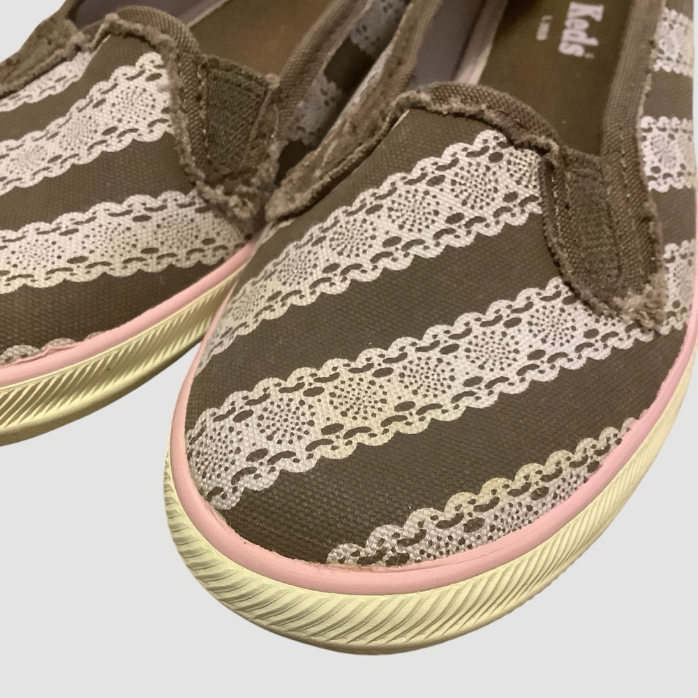Keds Brown and Pink Flats with Striped Lace Print Design/ Size 6.5 - Picture 5 of 13